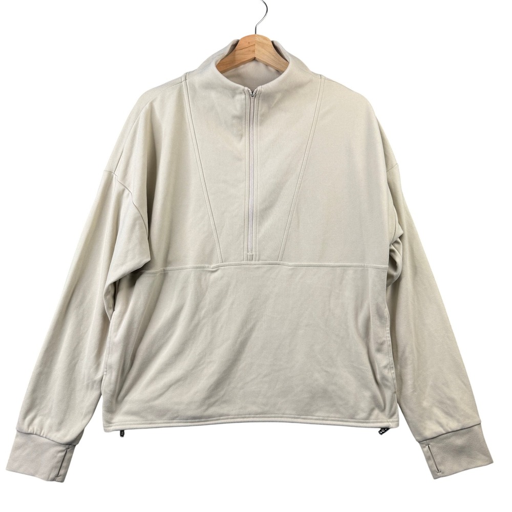 Varley Timberley Half Zip Midlayer Brushed Rib Pullover Cream VAR02124 Womens M